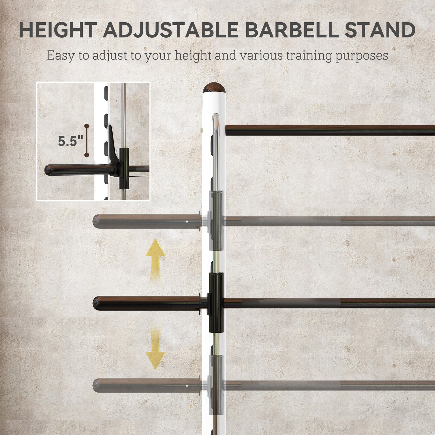 Squat Rack With Pull Up Bar And Barbell Bar Adjustable Bench Press Multi-Function Weight Lifting Half Rack, White