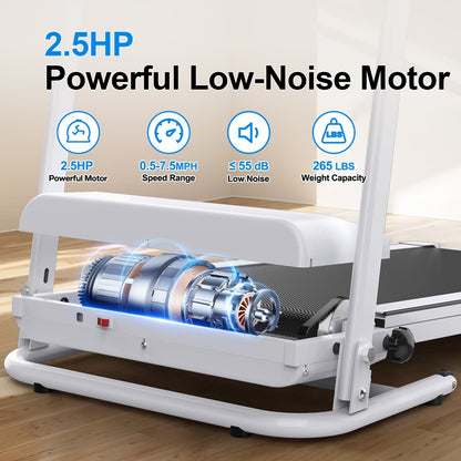 Folding Treadmill With Incline 2.5HP 12KMH Electric Treadmill For Home Foldable, Bluetooth Music Cup Holder Heart Rate Sensor Walking Running Machine For Indoor Home Gym Exercise Fitness