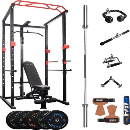 Home Gym Sets Multi-functional Power Cage, Home Adjustable Pull up Squat Rack