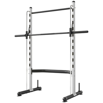 Squat Rack With Pull Up Bar And Barbell Bar Adjustable Bench Press Multi-Function Weight Lifting Half Rack, White