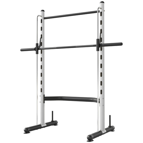 Squat Rack With Pull Up Bar And Barbell Bar Adjustable Bench Press Multi-Function Weight Lifting Half Rack, White