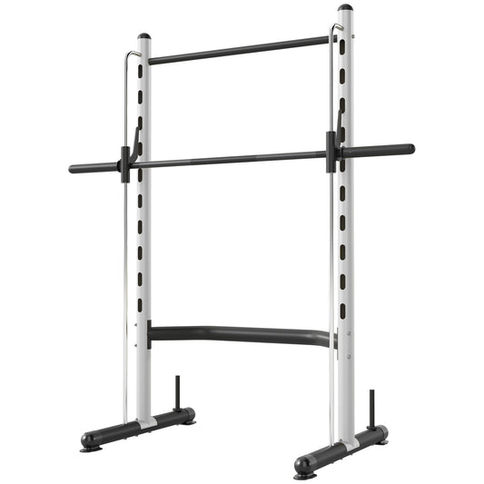 Squat Rack With Pull Up Bar And Barbell Bar Adjustable Bench Press Multi-Function Weight Lifting Half Rack, White