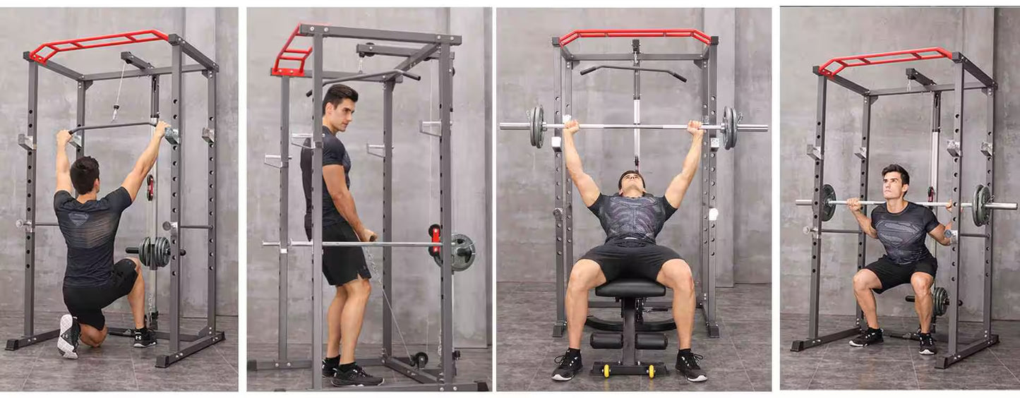 Home Gym Sets Multi-functional Power Cage, Home Adjustable Pull up Squat Rack