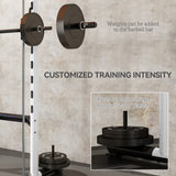 Squat Rack With Pull Up Bar And Barbell Bar Adjustable Bench Press Multi-Function Weight Lifting Half Rack, White